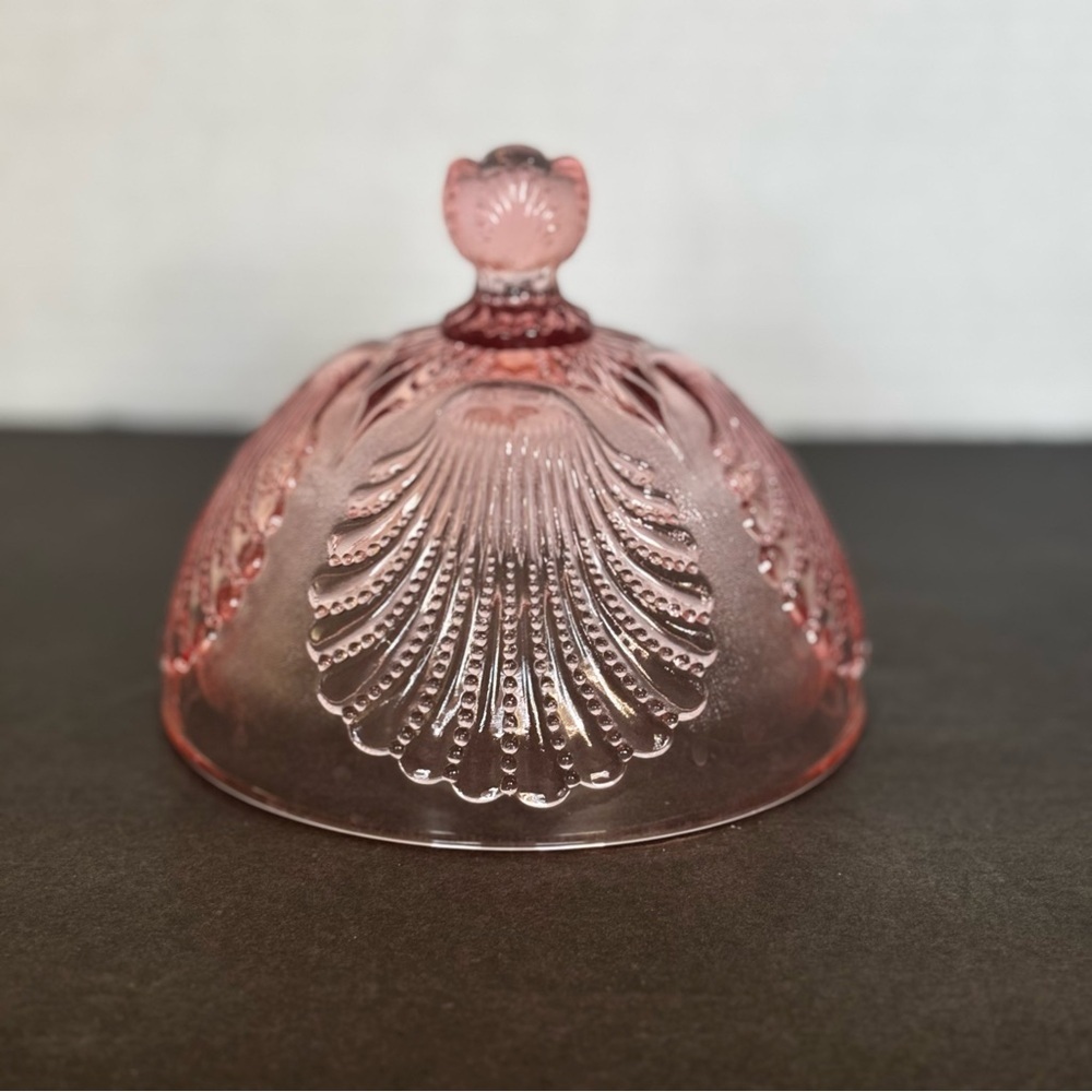 Vintage Dugan Mosser French Opalescent Beaded Shell Dome For Covered Butter Dish - Picture 4 of 9